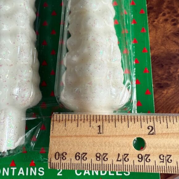 Vintage 10" Christmas Tree Candles  White Gold Taper w Star Topper Set Of 2 - Picture 6 of 6